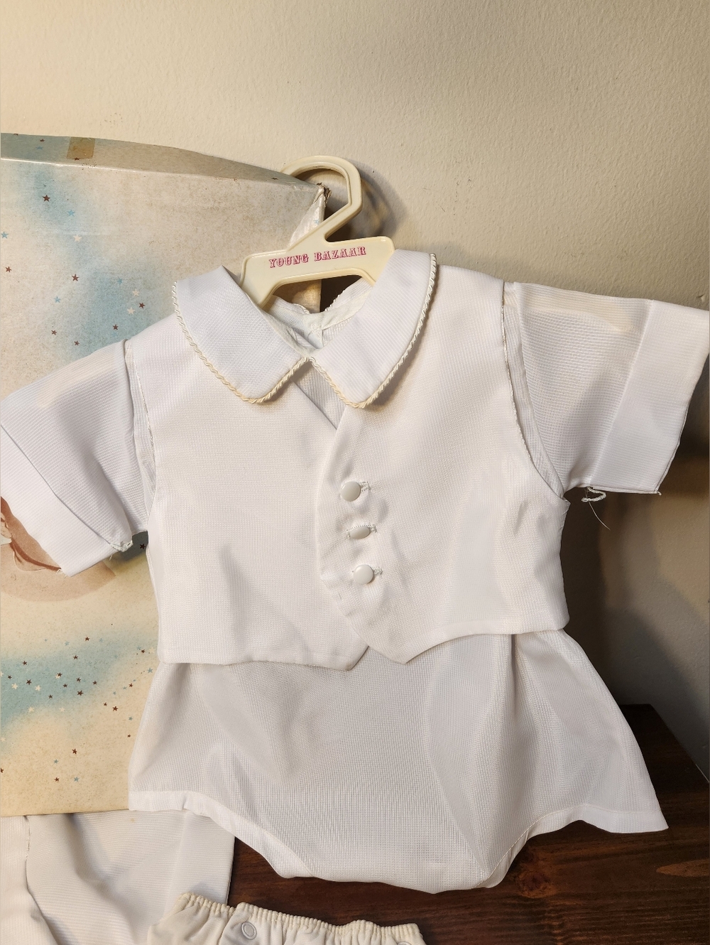 1960s Little Folks Giftwear Infant Boy Christening Baptismal Outfit In OB